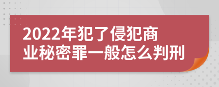 2022年犯了侵犯商业秘密罪一般怎么判刑