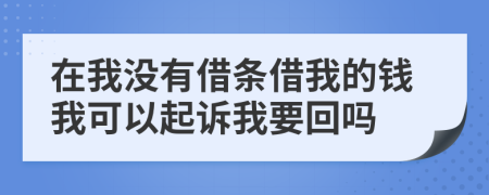 在我没有借条借我的钱我可以起诉我要回吗