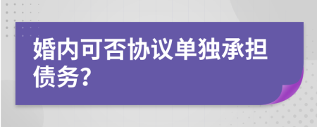 婚内可否协议单独承担债务？