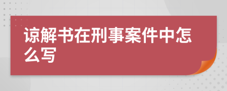 谅解书在刑事案件中怎么写