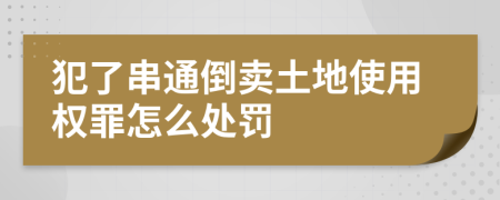 犯了串通倒卖土地使用权罪怎么处罚