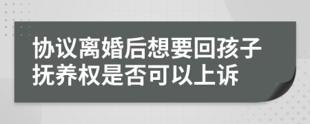 协议离婚后想要回孩子抚养权是否可以上诉