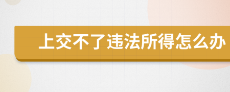 上交不了违法所得怎么办