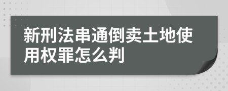 新刑法串通倒卖土地使用权罪怎么判