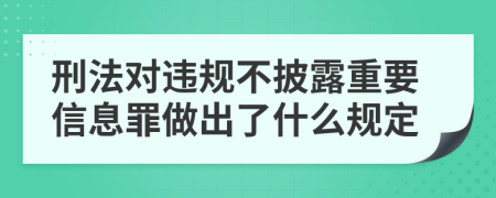 刑法对违规不披露重要信息罪做出了什么规定