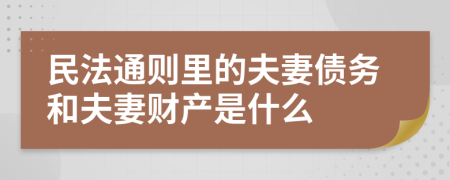 民法通则里的夫妻债务和夫妻财产是什么