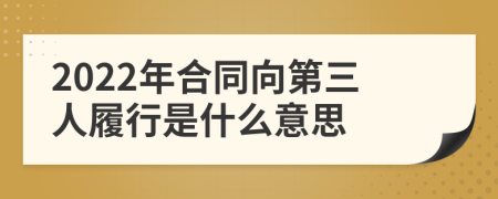 2022年合同向第三人履行是什么意思