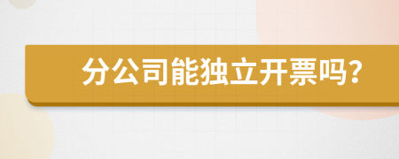 分公司能独立开票吗？