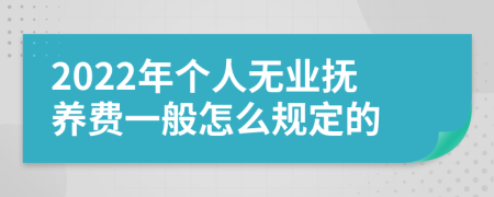 2022年个人无业抚养费一般怎么规定的