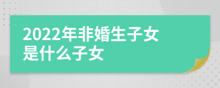 2022年非婚生子女是什么子女