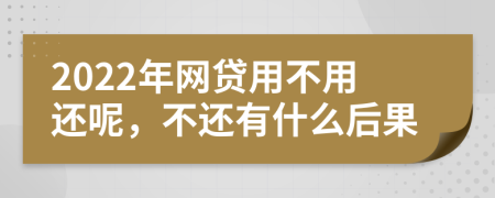 2022年网贷用不用还呢，不还有什么后果