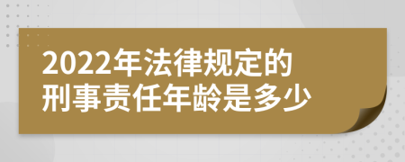 2022年法律规定的刑事责任年龄是多少