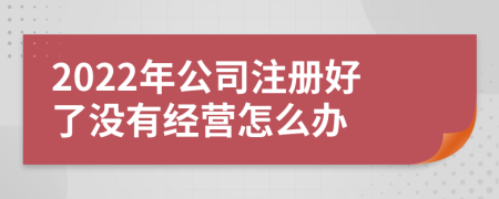 2022年公司注册好了没有经营怎么办