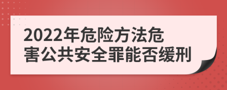 2022年危险方法危害公共安全罪能否缓刑