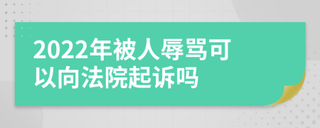 2022年被人辱骂可以向法院起诉吗