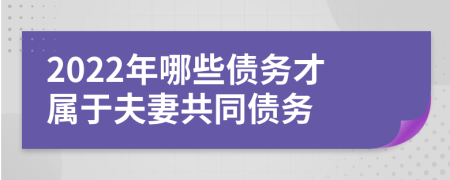 2022年哪些债务才属于夫妻共同债务