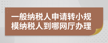 一般纳税人申请转小规模纳税人到哪网厅办理