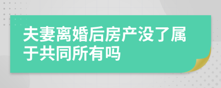 夫妻离婚后房产没了属于共同所有吗