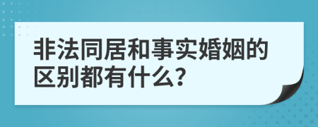 非法同居和事实婚姻的区别都有什么？