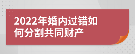 2022年婚内过错如何分割共同财产