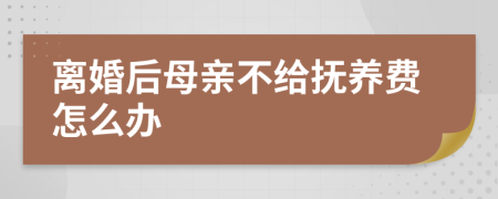 离婚后母亲不给抚养费怎么办