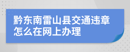 黔东南雷山县交通违章怎么在网上办理