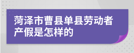 菏泽市曹县单县劳动者产假是怎样的