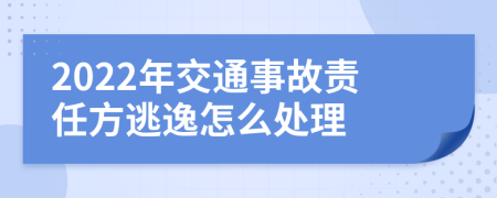 2022年交通事故责任方逃逸怎么处理