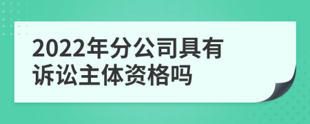 2022年分公司具有诉讼主体资格吗