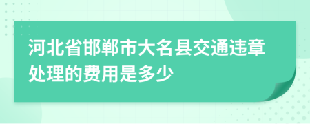 河北省邯郸市大名县交通违章处理的费用是多少