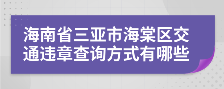 海南省三亚市海棠区交通违章查询方式有哪些