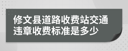 修文县道路收费站交通违章收费标准是多少