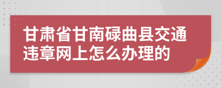 甘肃省甘南碌曲县交通违章网上怎么办理的