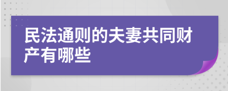 民法通则的夫妻共同财产有哪些