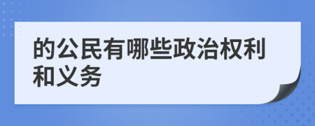 的公民有哪些政治权利和义务