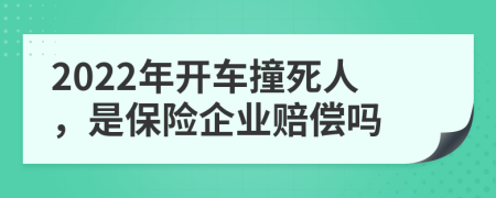 2022年开车撞死人，是保险企业赔偿吗