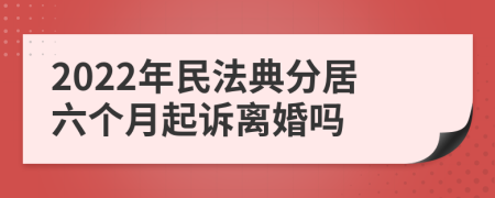 2022年民法典分居六个月起诉离婚吗