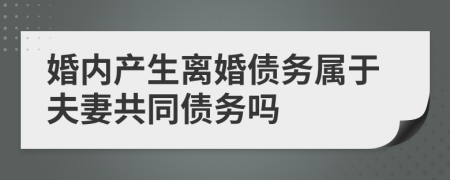 婚内产生离婚债务属于夫妻共同债务吗