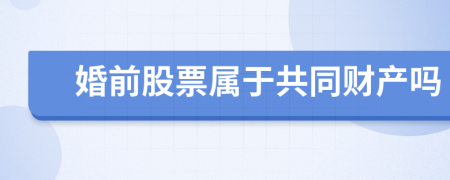 婚前股票属于共同财产吗