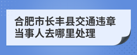 合肥市长丰县交通违章当事人去哪里处理