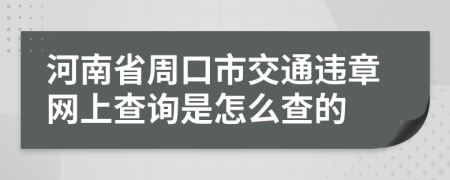 河南省周口市交通违章网上查询是怎么查的