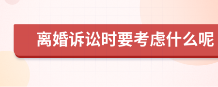 离婚诉讼时要考虑什么呢
