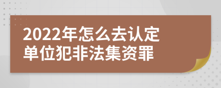 2022年怎么去认定单位犯非法集资罪