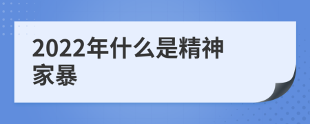 2022年什么是精神家暴