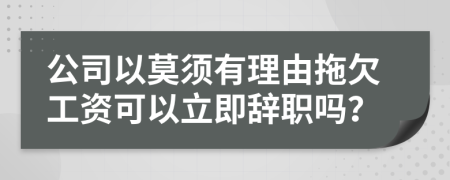 公司以莫须有理由拖欠工资可以立即辞职吗？