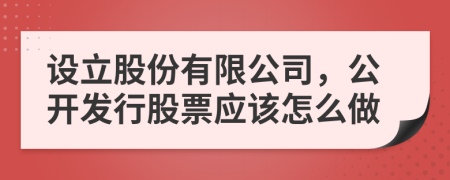 设立股份有限公司，公开发行股票应该怎么做