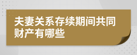 夫妻关系存续期间共同财产有哪些