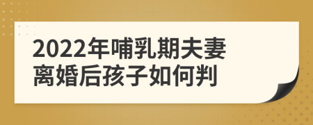 2022年哺乳期夫妻离婚后孩子如何判