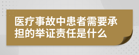 医疗事故中患者需要承担的举证责任是什么