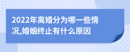 2022年离婚分为哪一些情况,婚姻终止有什么原因